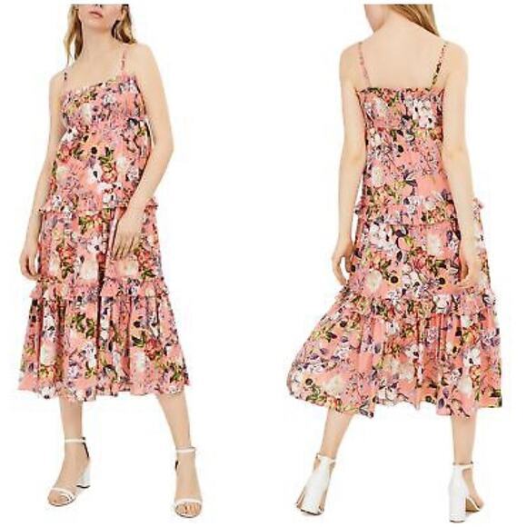 INC Wmn's Petite Coral Lined Spaghetti Strap Square Neck Midi Fit Flare Dress PM - Picture 5 of 12